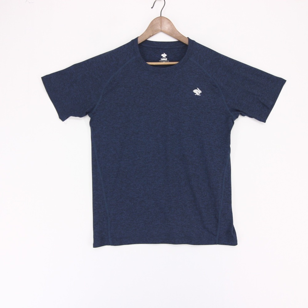 Rabbit EZ Tee T Shirt Mens L Blue Heather Short Sleeve Running Athletic